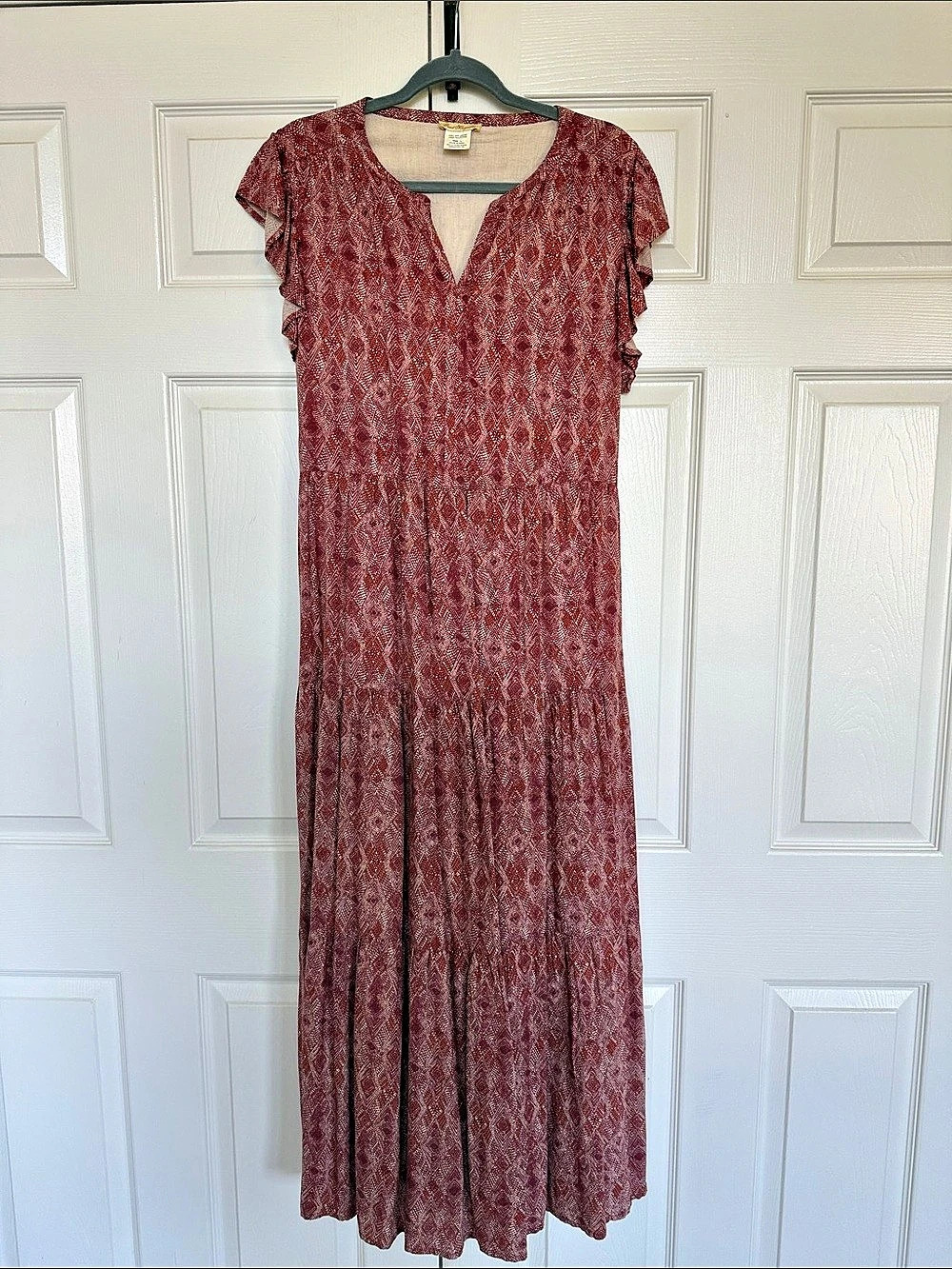Geometric Maxi Dress in Red Medium